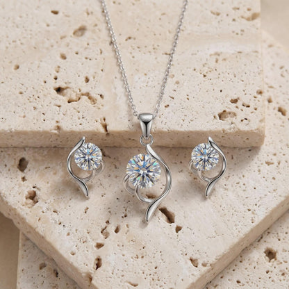 Dainty Floral Necklace Set in Sterling Silver - April Birthstone -Gift For Her