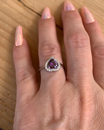 Amethyst Heart Ring in 925 Sterling Silver - Valentine's