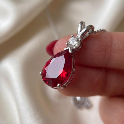 Ruby Minimalist Necklace - July Birthstone Pendant - Dainty Jewelry -925 Sterling Silver
