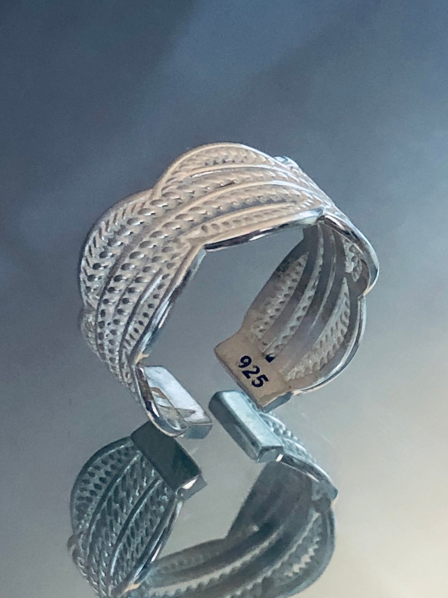 Handmade Chunky Sterling Silver Boho Ring - Adjustable Size 6-8