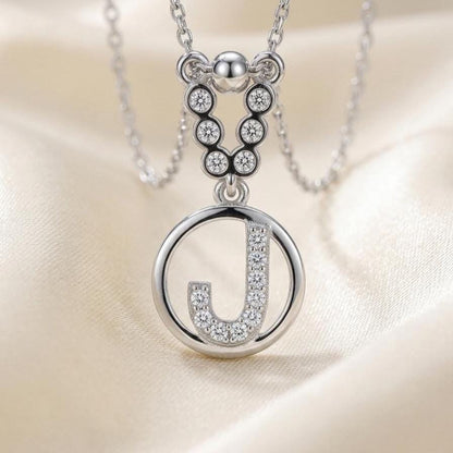 Custom Sterling Silver J Initial Necklace with Zircon Accent -Elegant Personalized Jewelry-