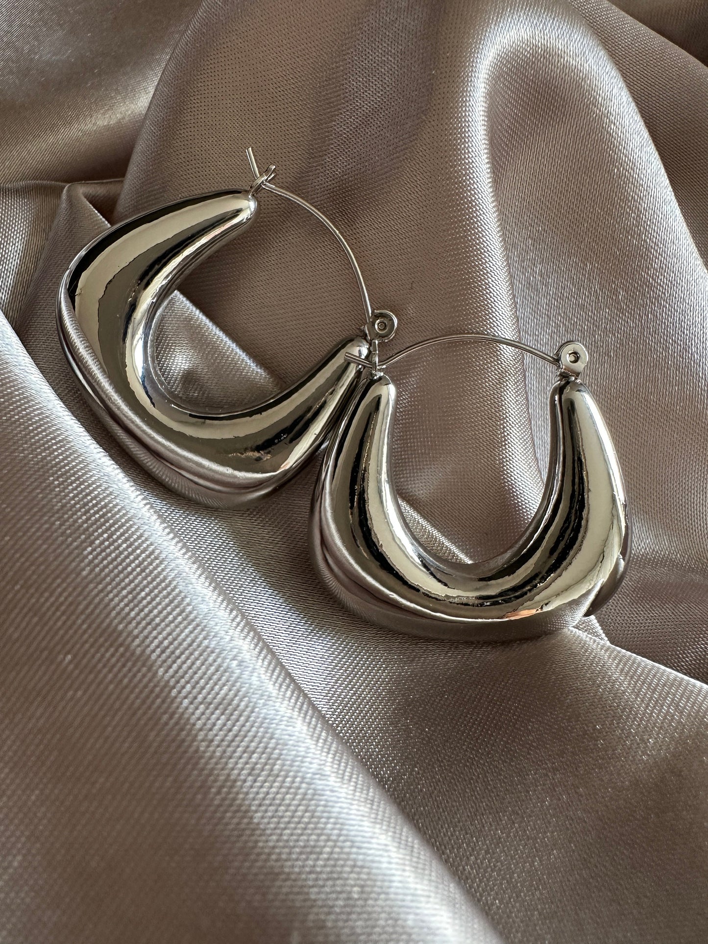 Silver Thick Hoop Earrings: Upcycled Brass, 2.5cm