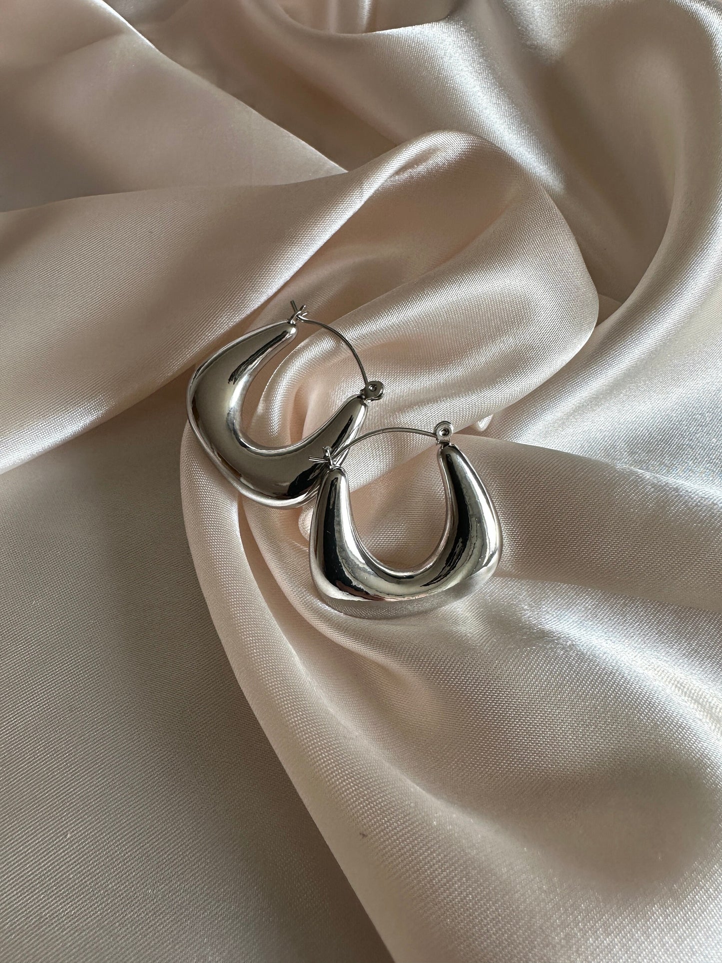 Silver Thick Hoop Earrings: Upcycled Brass, 2.5cm