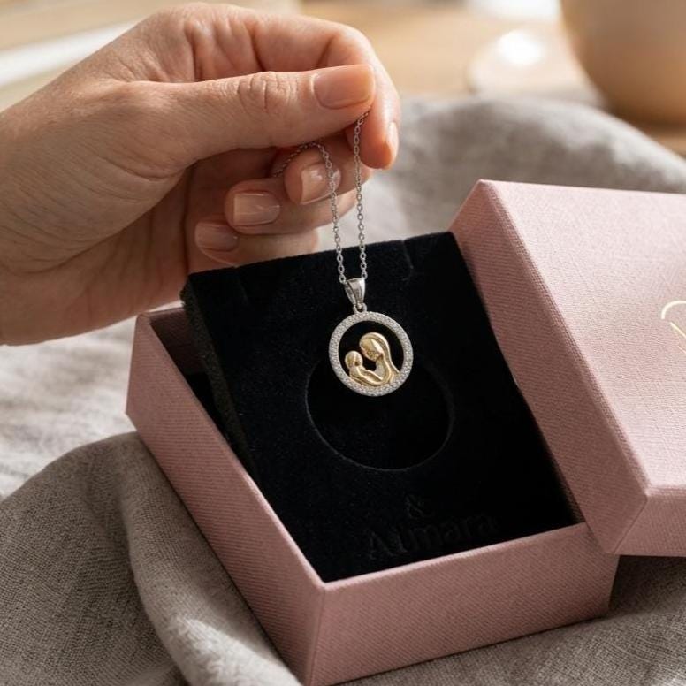 Gold Vermeil Mother-Child Necklace - Heartfelt Gift for Moms - Mother's Day