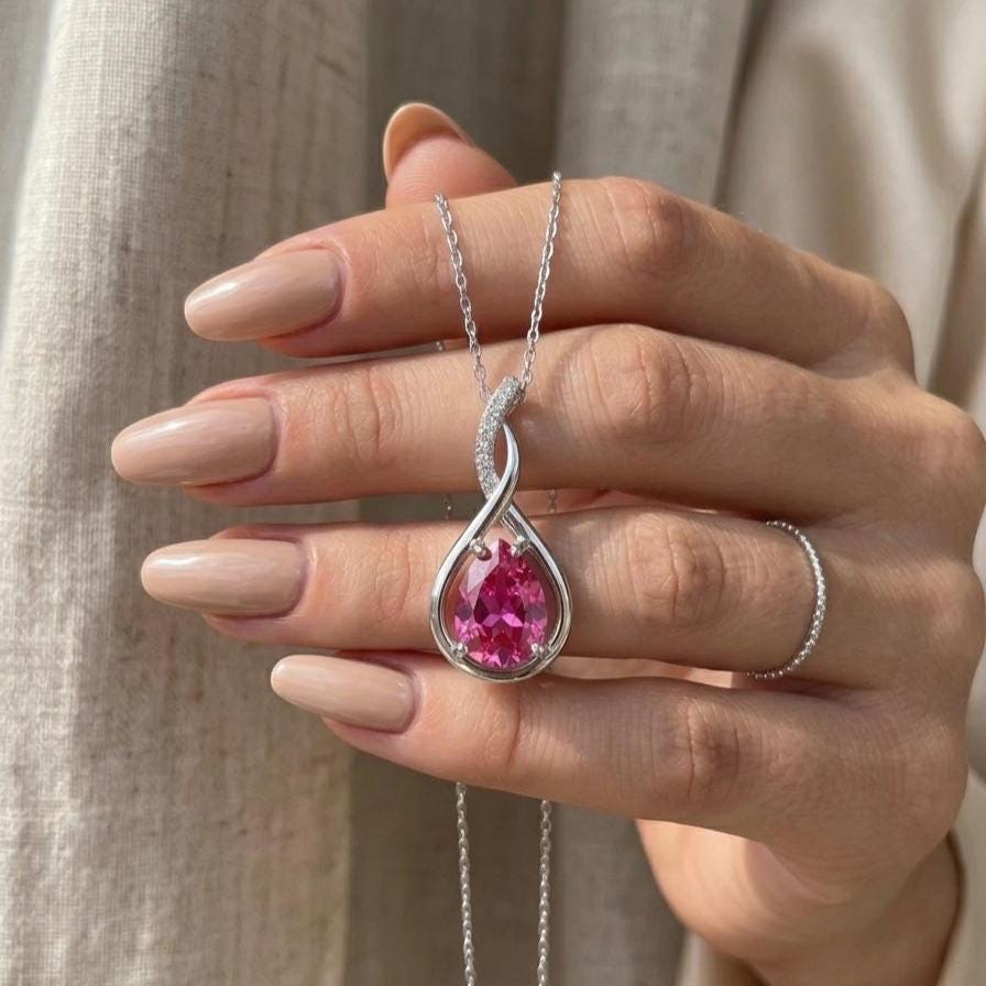 Ruby Infinity Necklace - July Birthstone Pendant - Gift For Her