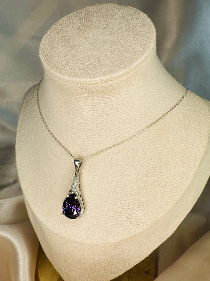 Chunky Amethyst Gemstone Necklace in Sterling Silver- February Birthstone Jewelry