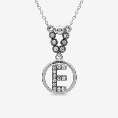 Sterling Silver E Initial Necklace - Custom Zircon Letter Pendant