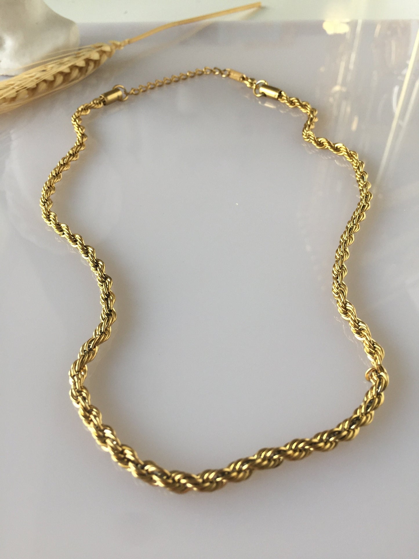 Gold Rope Chain Necklace: 18Ct PVD Plated Stainless Steel, 45cm