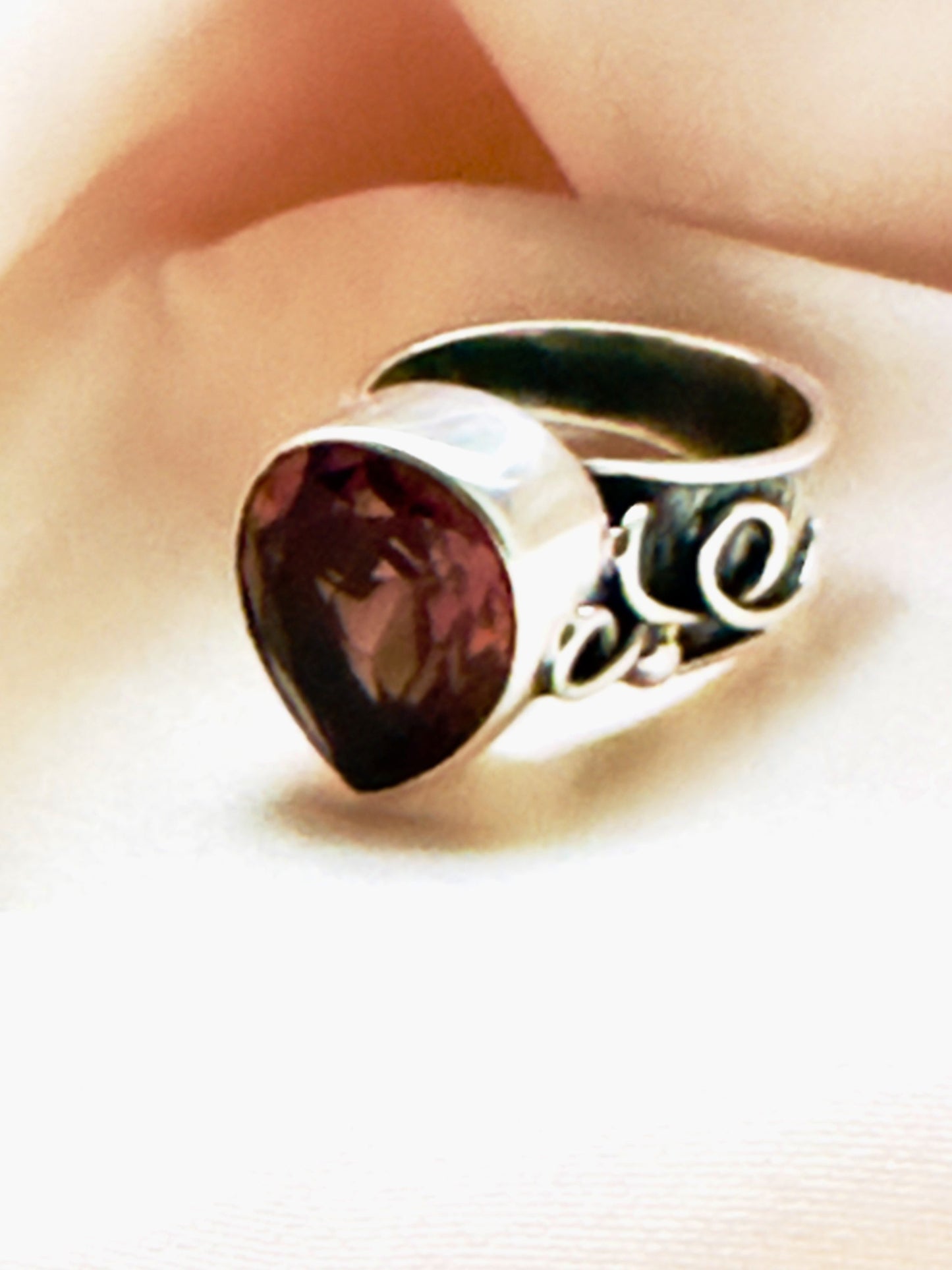 Zultanite Teardrop Ring: Color Changing Sterling Silver, Adjustable