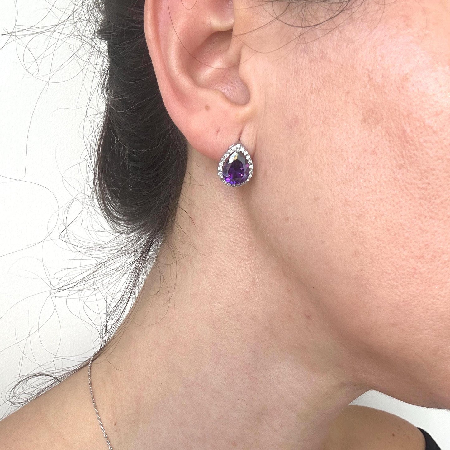 Elegant Amethyst Teardrop Necklace & Earrings Set - February Birthstone Jewelry