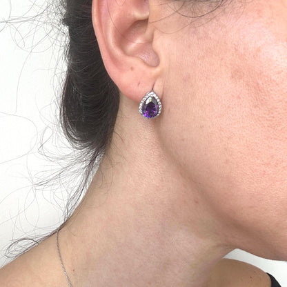 Elegant Amethyst Teardrop Necklace & Earrings Set - February Birthstone Jewelry