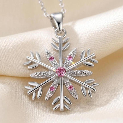 Sterling Silver Snowflake Necklace- Zircon Winter Pendant