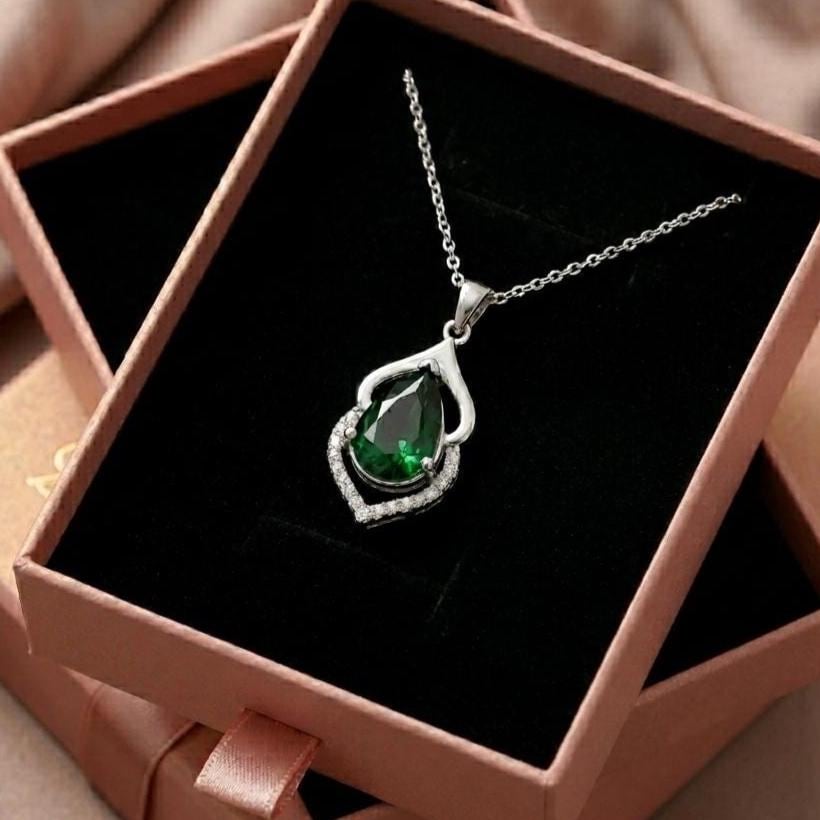 Personalized May Birthstone Emerald Necklace -