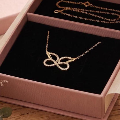 Angel Wing Infinity Necklace – Gold Vermeil on Sterling Silver with Zircon