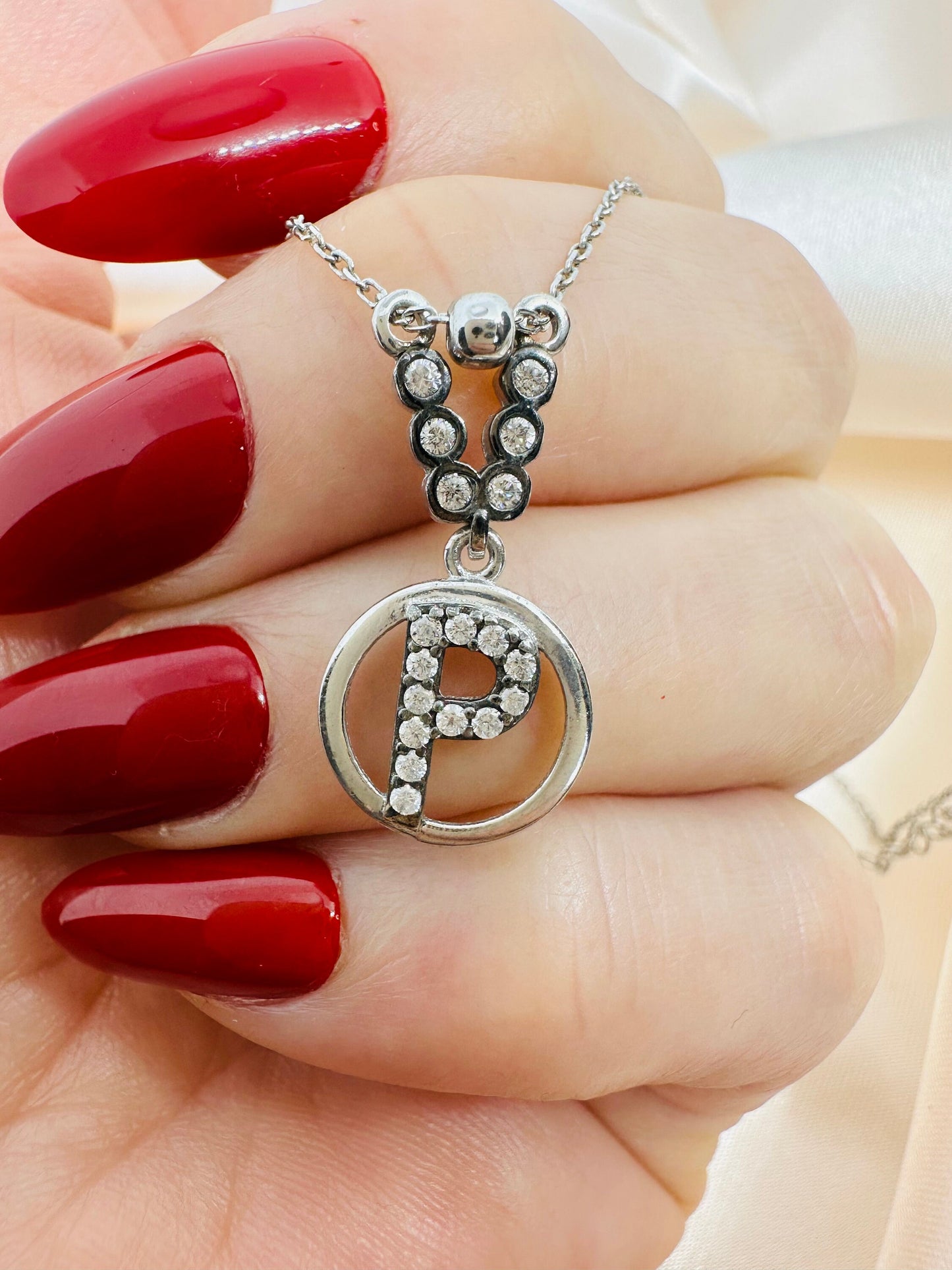 Sterling Silver R Necklace - Personalized Zircon Letter Jewelry