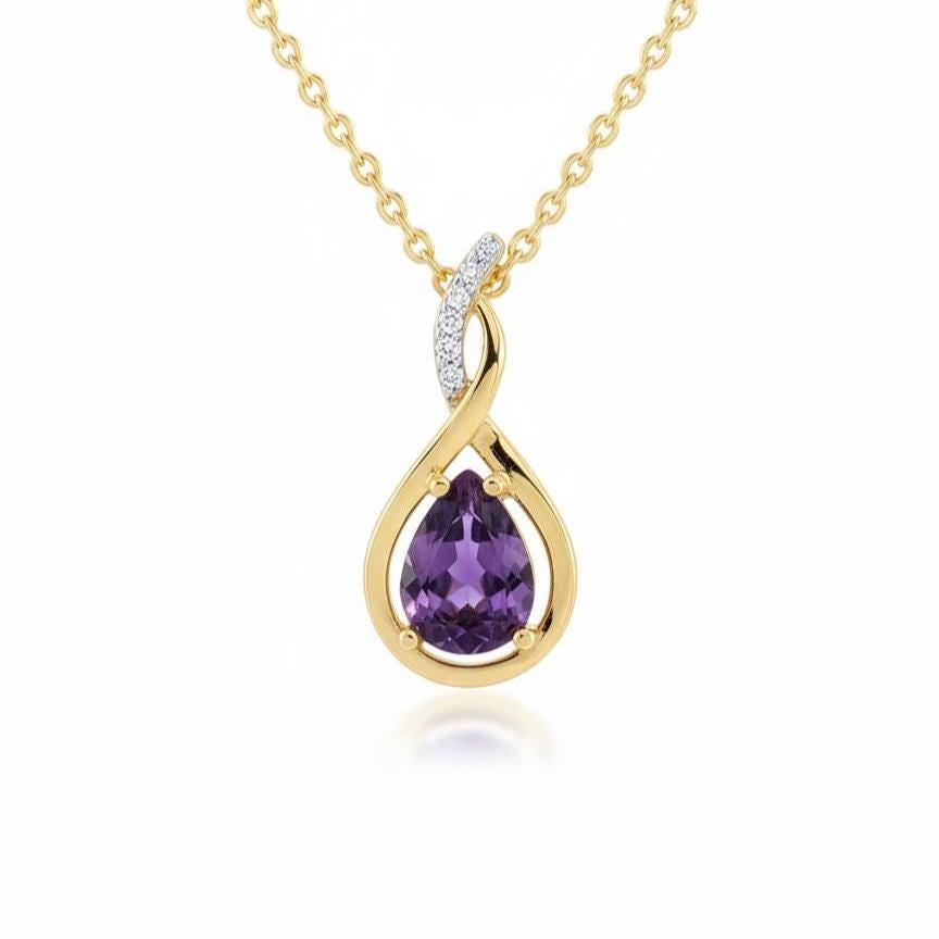Gold Vermeil Amethyst Infinity Necklace -February Birthstone Pendant