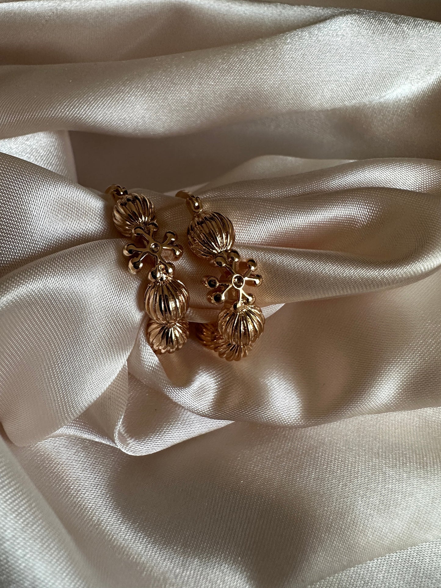 Claudine Gold Hoop Earrings: Beaded Design