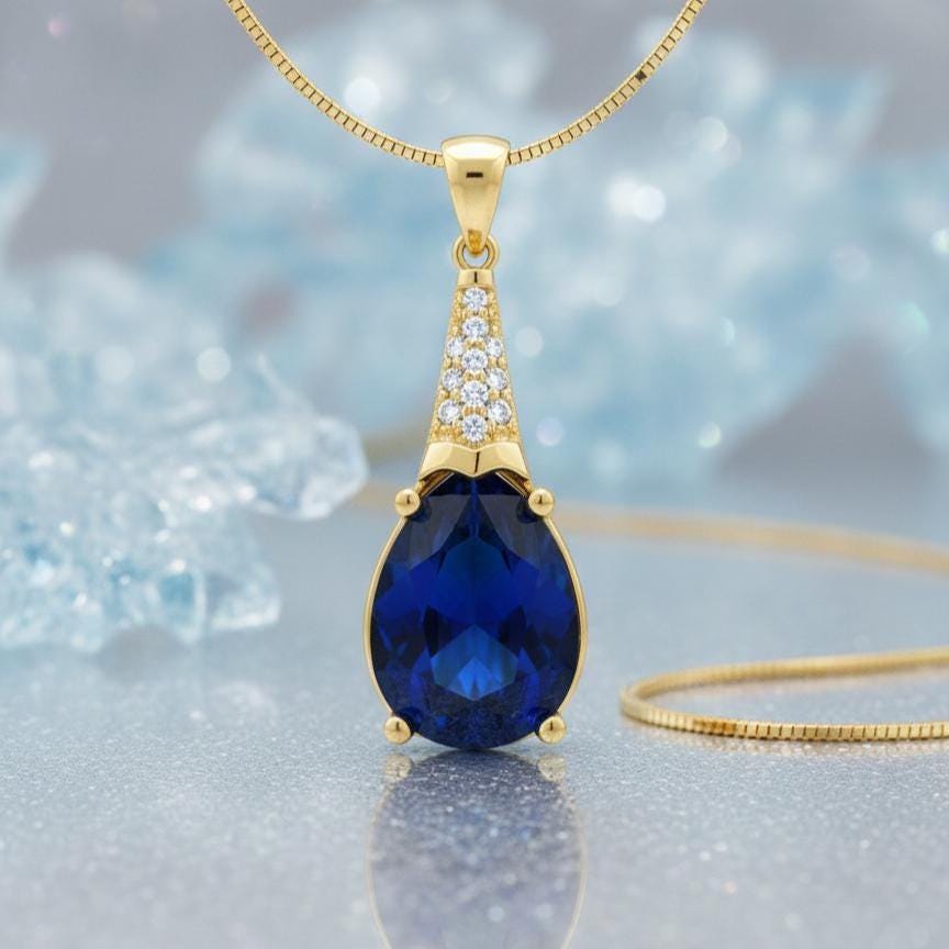 Sapphire Gold Vermeil Necklace - September Birthstone Jewelry