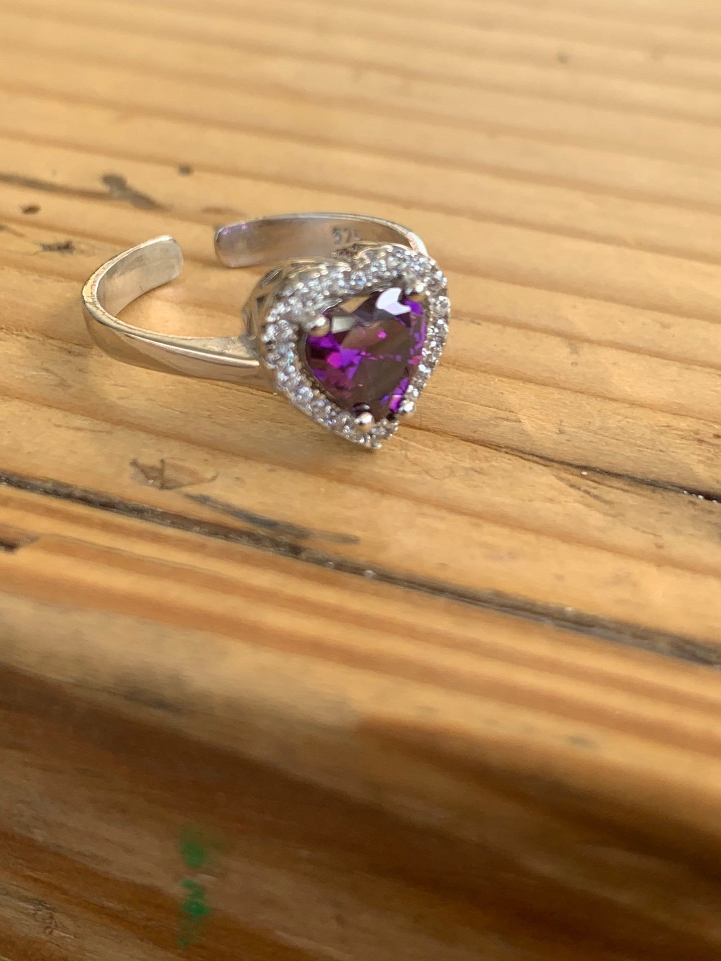 Amethyst Heart Ring - 925 Sterling Silver Promise Ring for Her
