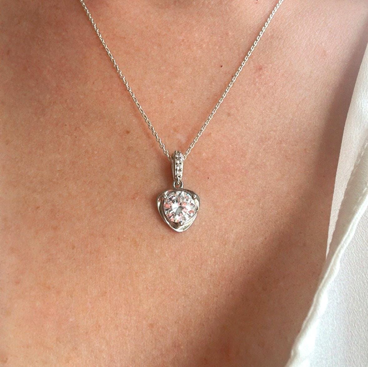 Minimalist Sterling Silver Heart Necklace & Earrings Set -
