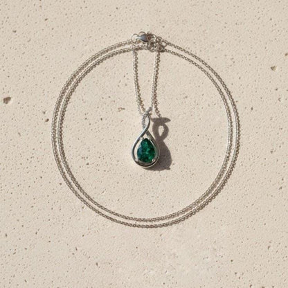 Emerald  Infinity Necklace -May Birthstone Pendant -