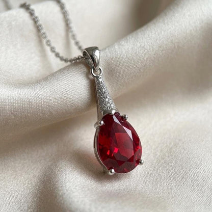 Ruby Necklace in Sterling Silver- July Birthstone Jewelry-Gift For Her