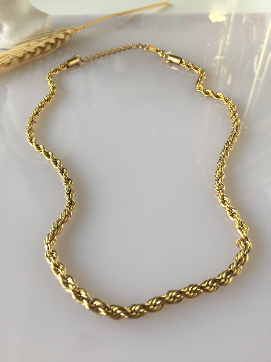 Gold Rope Chain Necklace: 18Ct PVD Stainless Steel, Hypoallergenic