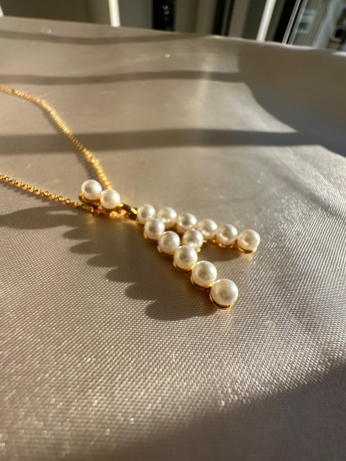 Pearl Initial Necklace: Gold Letter Pendant