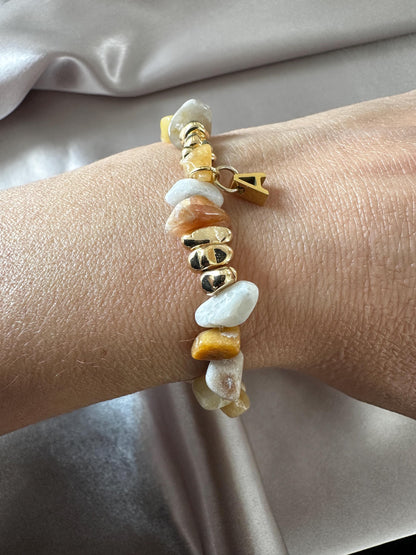Natural Free Form Hematite and Yellow Aventurine Bracelet – Delicate Handmade Jewelry for Women