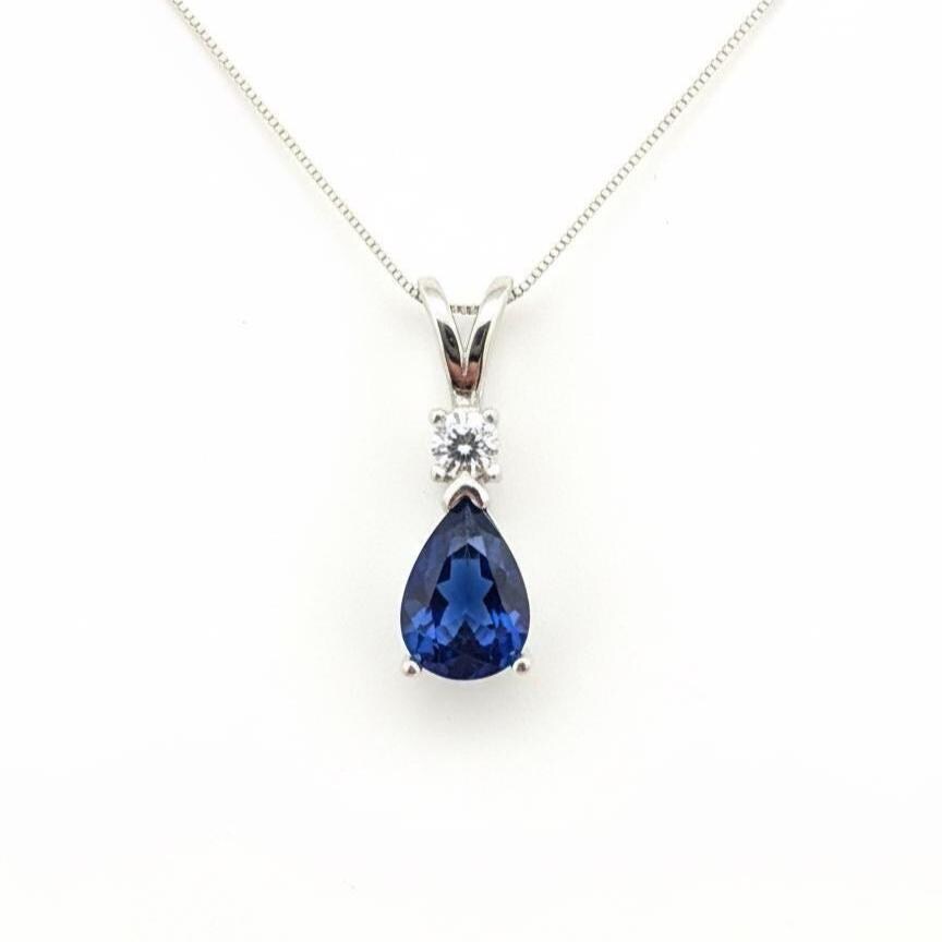 Sapphire Minimalist Necklace - September Birthstone Pendant - Dainty Jewelry -925 Sterling Silver