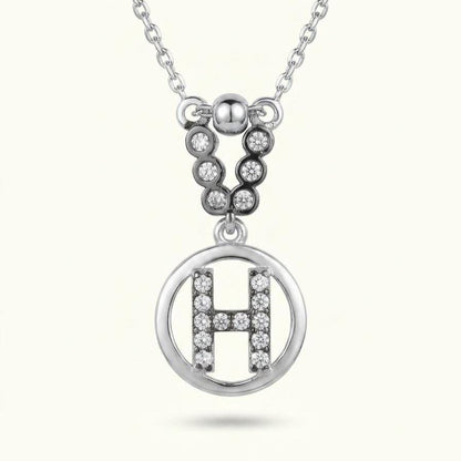 Personalized H Necklace - Sterling Silver with Zircon Letter Charm