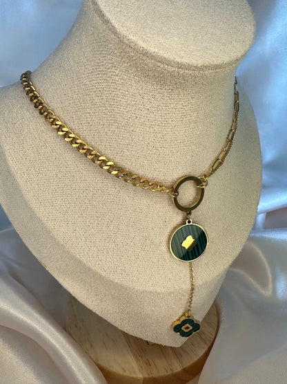 Emerald Gold  Clover Necklace