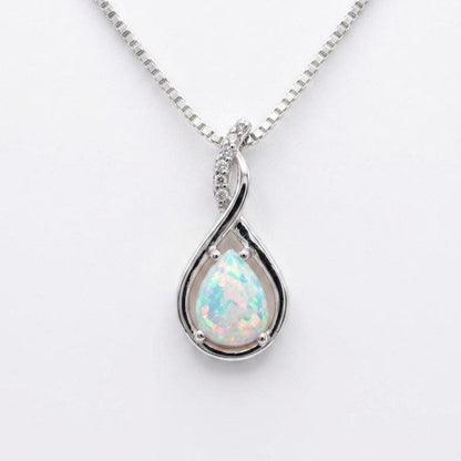 Opal Infinity Necklace - October Birthstone Pendant - Gift For Her