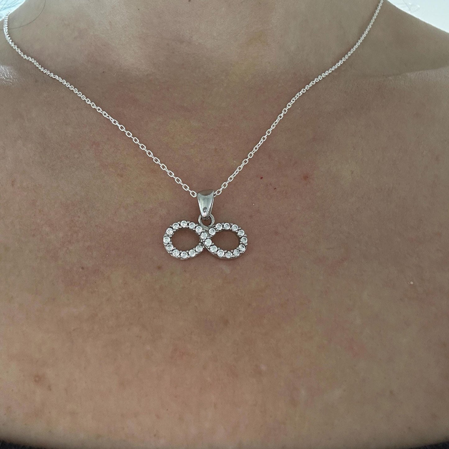 Infinity Zircon Sterling Silver Necklace -