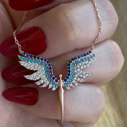 Rose Gold Vermeil Archangel Wings Necklace - Gift For Her