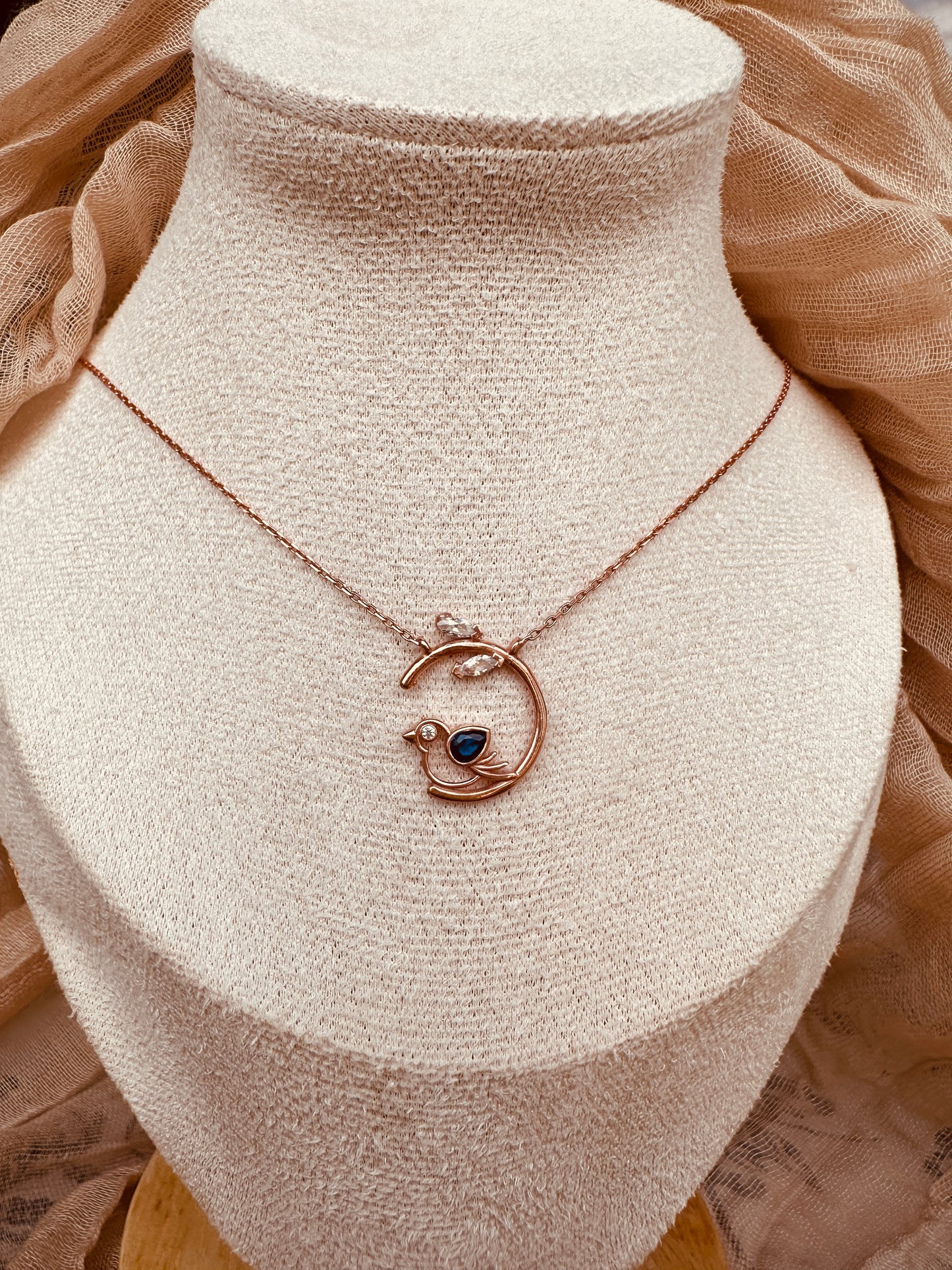 Vera Sapphire  Bird  Necklace