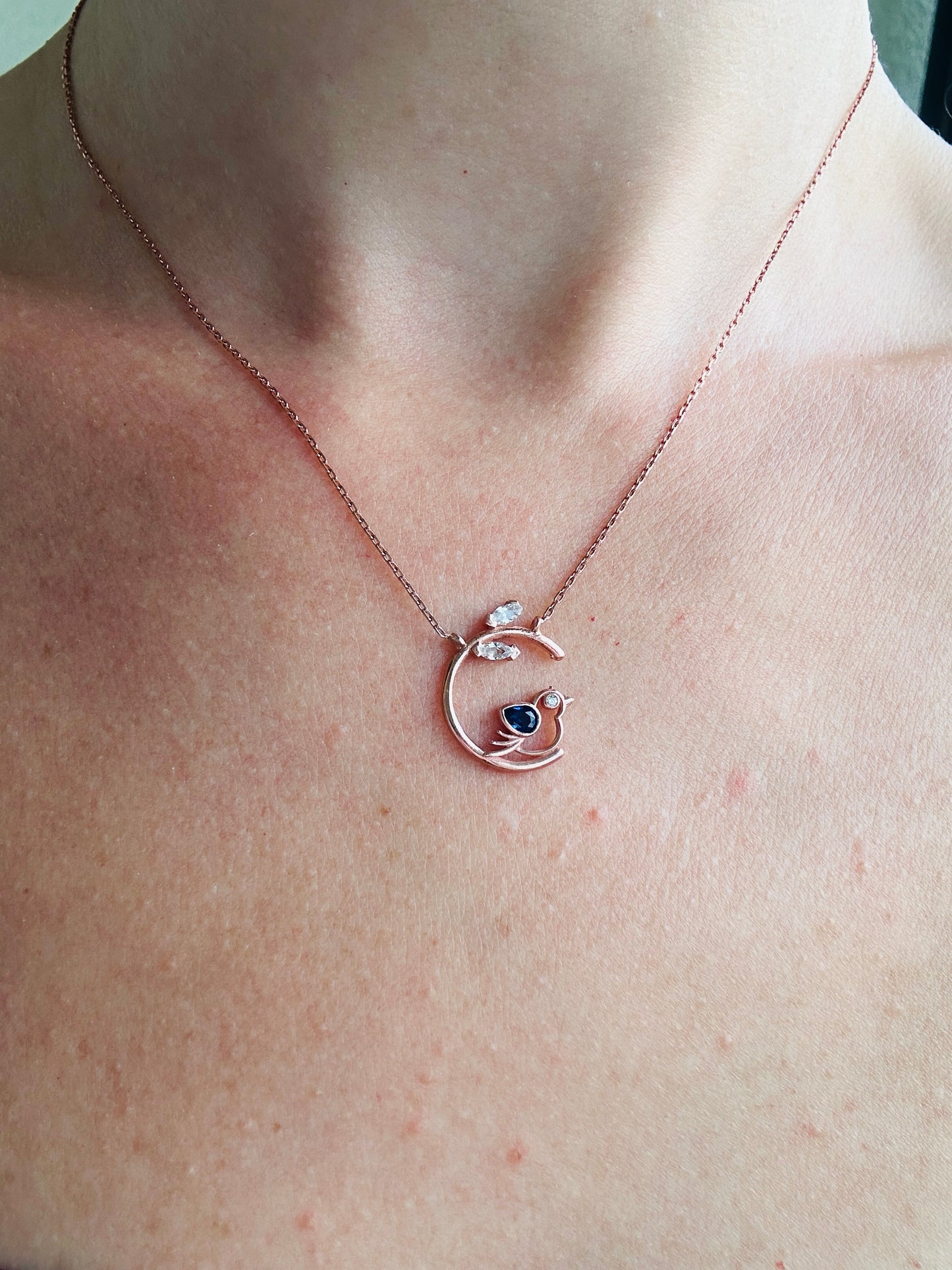 Vera Sapphire  Bird  Necklace