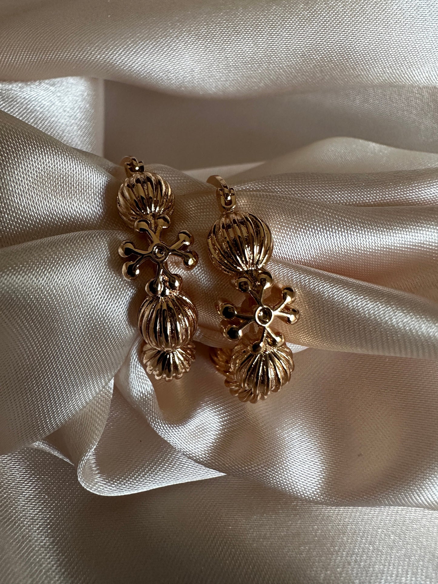 Claudine Gold Hoop Earrings: Beaded Design