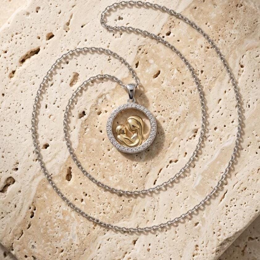 Gold Vermeil Mother-Child Necklace - Heartfelt Gift for Moms - Mother's Day