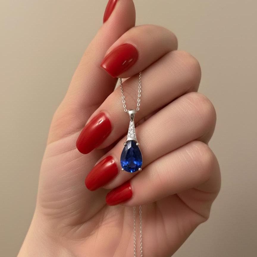 Sapphire Necklace in Sterling Silver- September Birthstone Jewelry