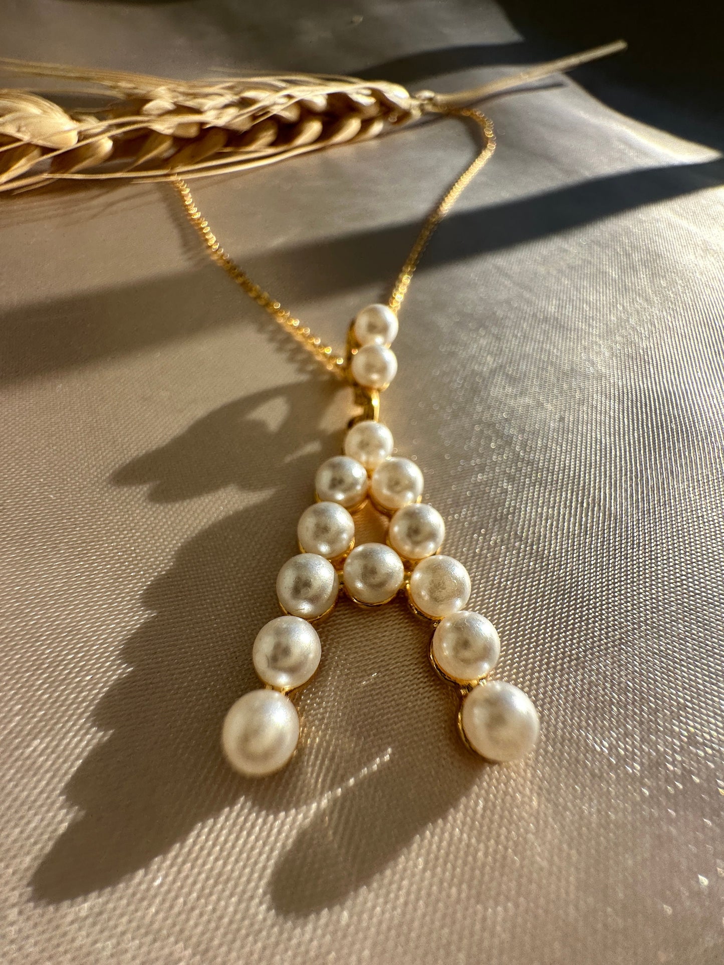 Pearl Initial Necklace: Gold Letter Pendant