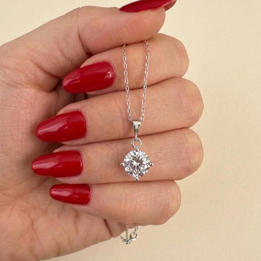 Sterling Silver Cubic Zirconia Solitaire Necklace & Earrings Set