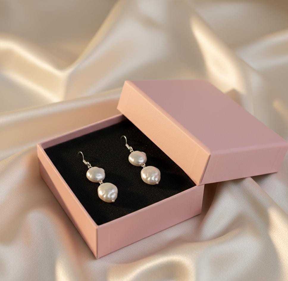 Chic White Pearl Dangle Earrings – Handcrafted Jewelry