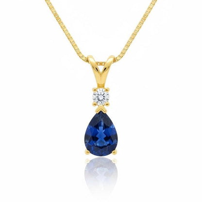 Gold Vermeil Sapphire Necklace - September Birthstone Pendant - Minimalist Jewelry -