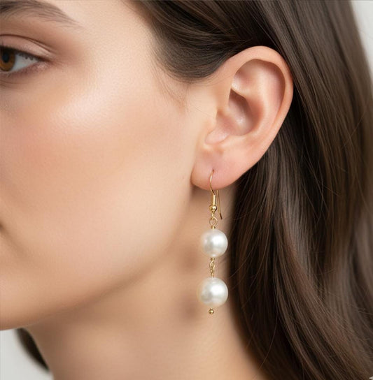 Gold Vermeil White Pearl Dangle Earrings - Elegant Jewelry Gift
