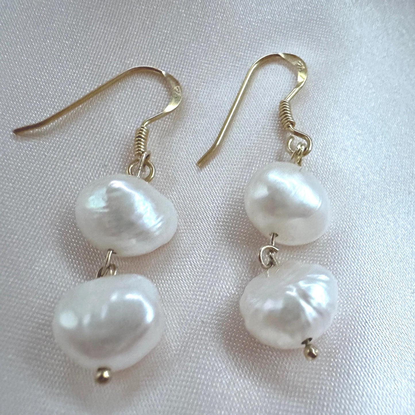 Gold Vermeil White Pearl Dangle Earrings - Elegant Jewelry Gift
