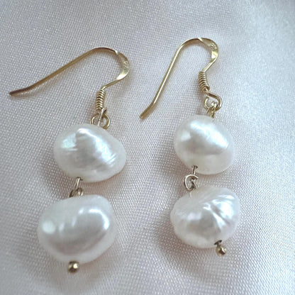 Gold Vermeil White Pearl Dangle Earrings - Elegant Jewelry Gift