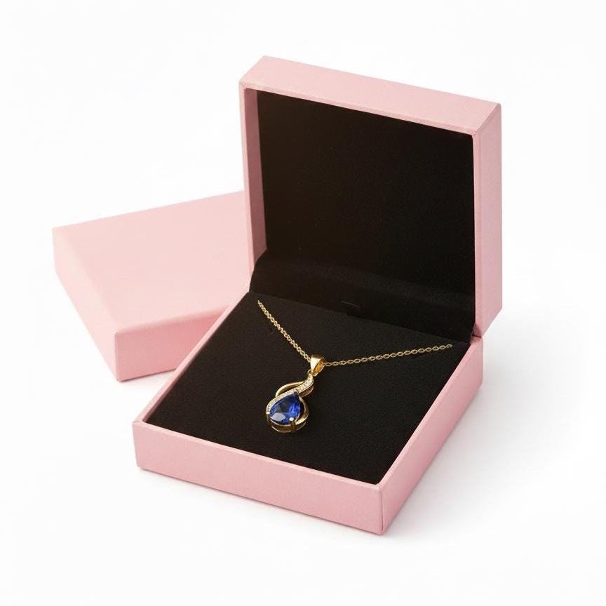 Royal Blue Gold Vermeil Sapphire Pendant - September Birthstone Necklace