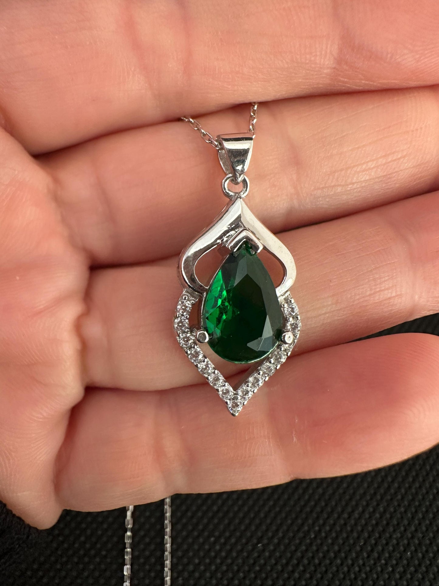 Personalized May Birthstone Emerald Necklace -
