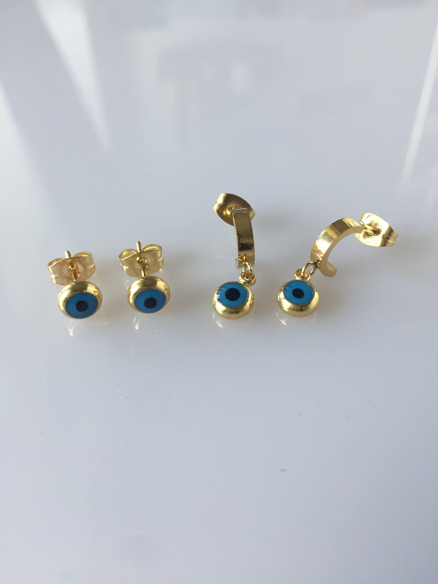 Minimalist Gold Evil Eye Necklace: 18Ct PVD Plated Stainless Steel